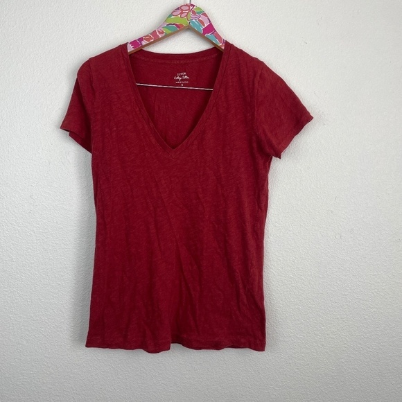 J. Crew red v-neck tee size S // 2277 - Picture 1 of 4